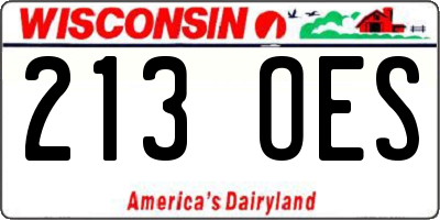 WI license plate 213OES