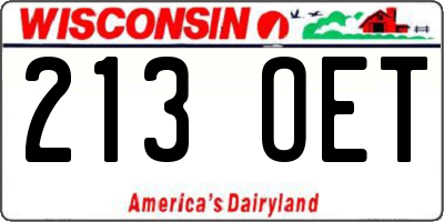 WI license plate 213OET
