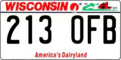 WI license plate 213OFB