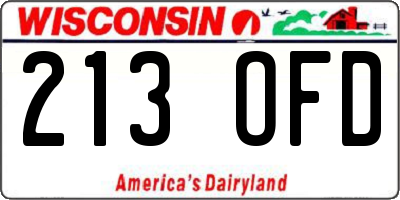WI license plate 213OFD