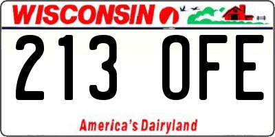 WI license plate 213OFE