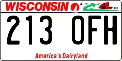 WI license plate 213OFH