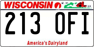 WI license plate 213OFI