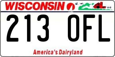 WI license plate 213OFL