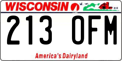WI license plate 213OFM