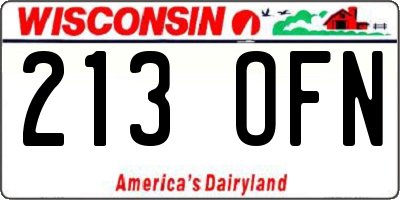WI license plate 213OFN