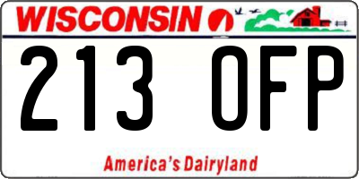 WI license plate 213OFP