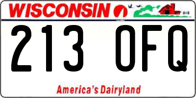 WI license plate 213OFQ