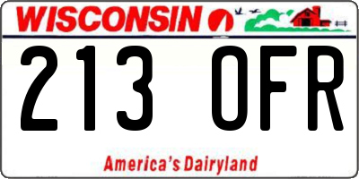 WI license plate 213OFR