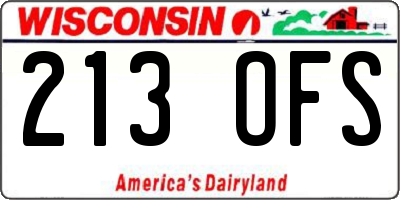 WI license plate 213OFS