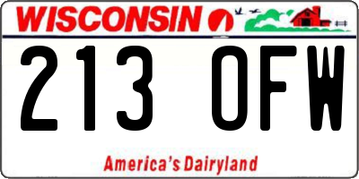 WI license plate 213OFW