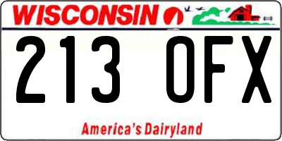 WI license plate 213OFX