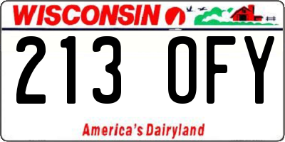 WI license plate 213OFY