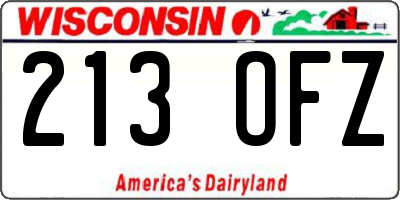 WI license plate 213OFZ