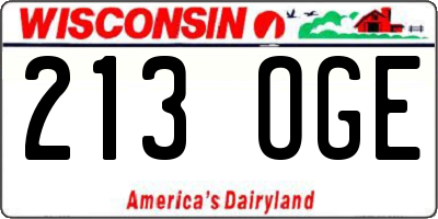 WI license plate 213OGE