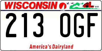 WI license plate 213OGF