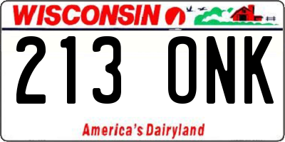 WI license plate 213ONK