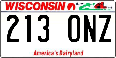 WI license plate 213ONZ