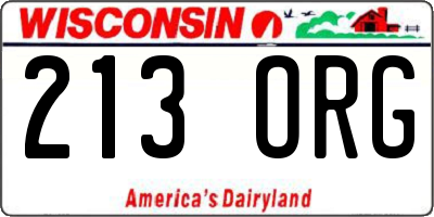 WI license plate 213ORG