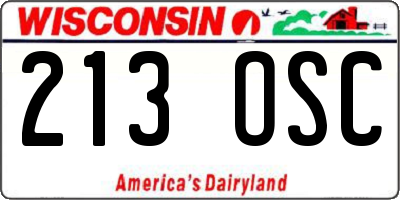 WI license plate 213OSC