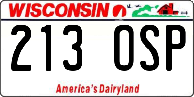WI license plate 213OSP