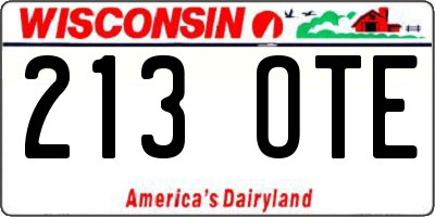 WI license plate 213OTE