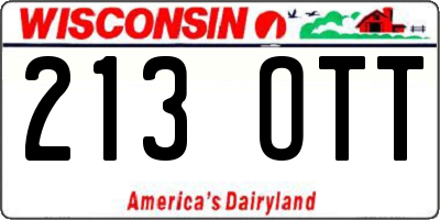 WI license plate 213OTT