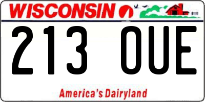 WI license plate 213OUE
