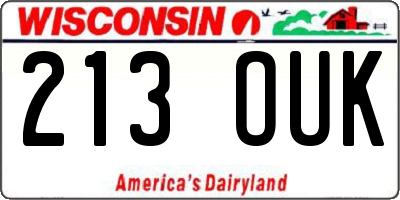 WI license plate 213OUK