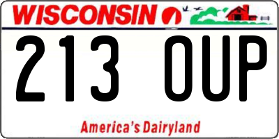 WI license plate 213OUP