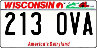 WI license plate 213OVA