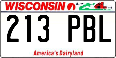 WI license plate 213PBL