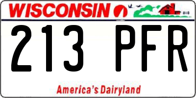 WI license plate 213PFR