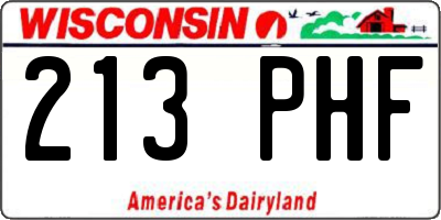 WI license plate 213PHF