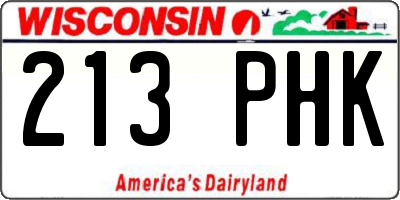 WI license plate 213PHK