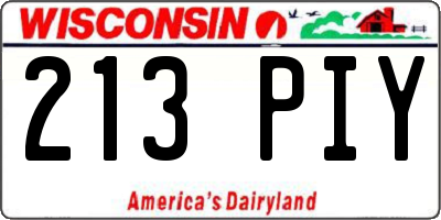 WI license plate 213PIY