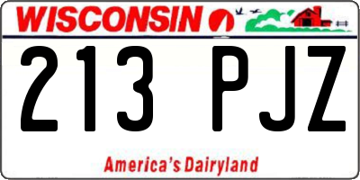 WI license plate 213PJZ