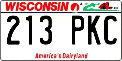 WI license plate 213PKC