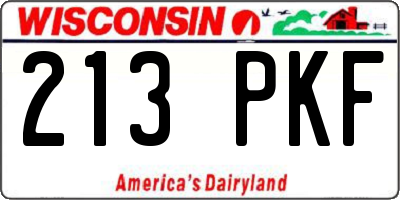 WI license plate 213PKF