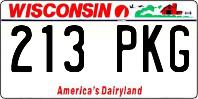 WI license plate 213PKG
