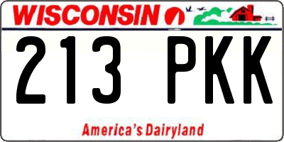 WI license plate 213PKK