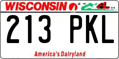 WI license plate 213PKL