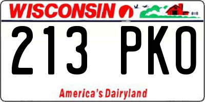 WI license plate 213PKO
