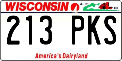 WI license plate 213PKS