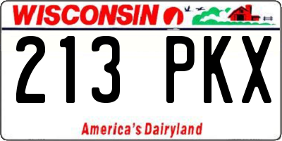 WI license plate 213PKX