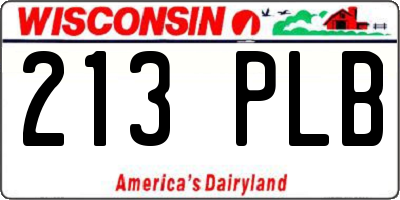 WI license plate 213PLB