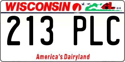 WI license plate 213PLC