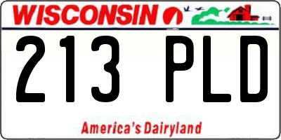 WI license plate 213PLD