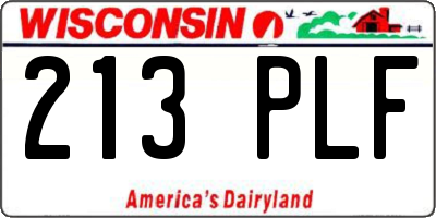 WI license plate 213PLF