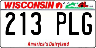 WI license plate 213PLG